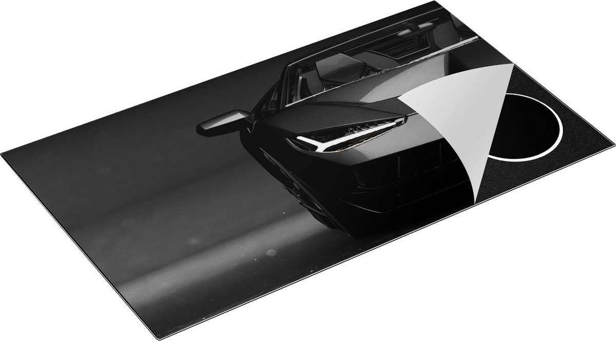 Chefcare Inductie Beschermer Zwarte Sportwagen Auto - 90x52 cm - Afdekplaat Inductie - Kookplaat Beschermer - Inductie Mat