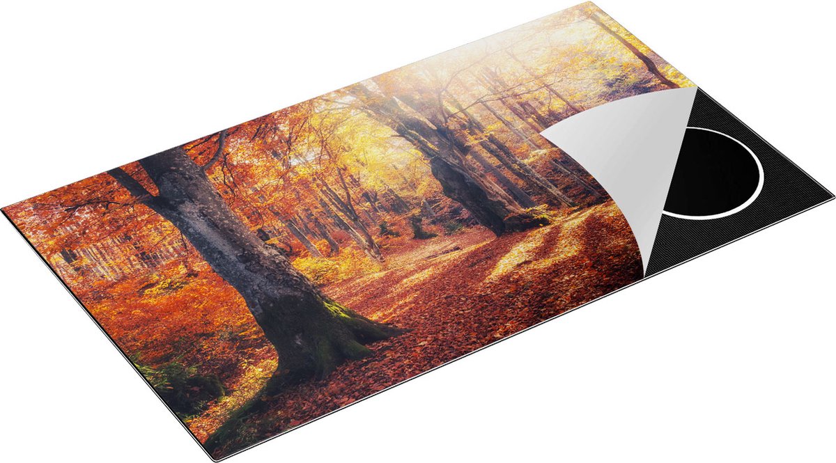 Chefcare Inductie Beschermer Oranje Herfstbos met Zonneschijn - 90x50 cm - Afdekplaat Inductie - Kookplaat Beschermer - Inductie Mat