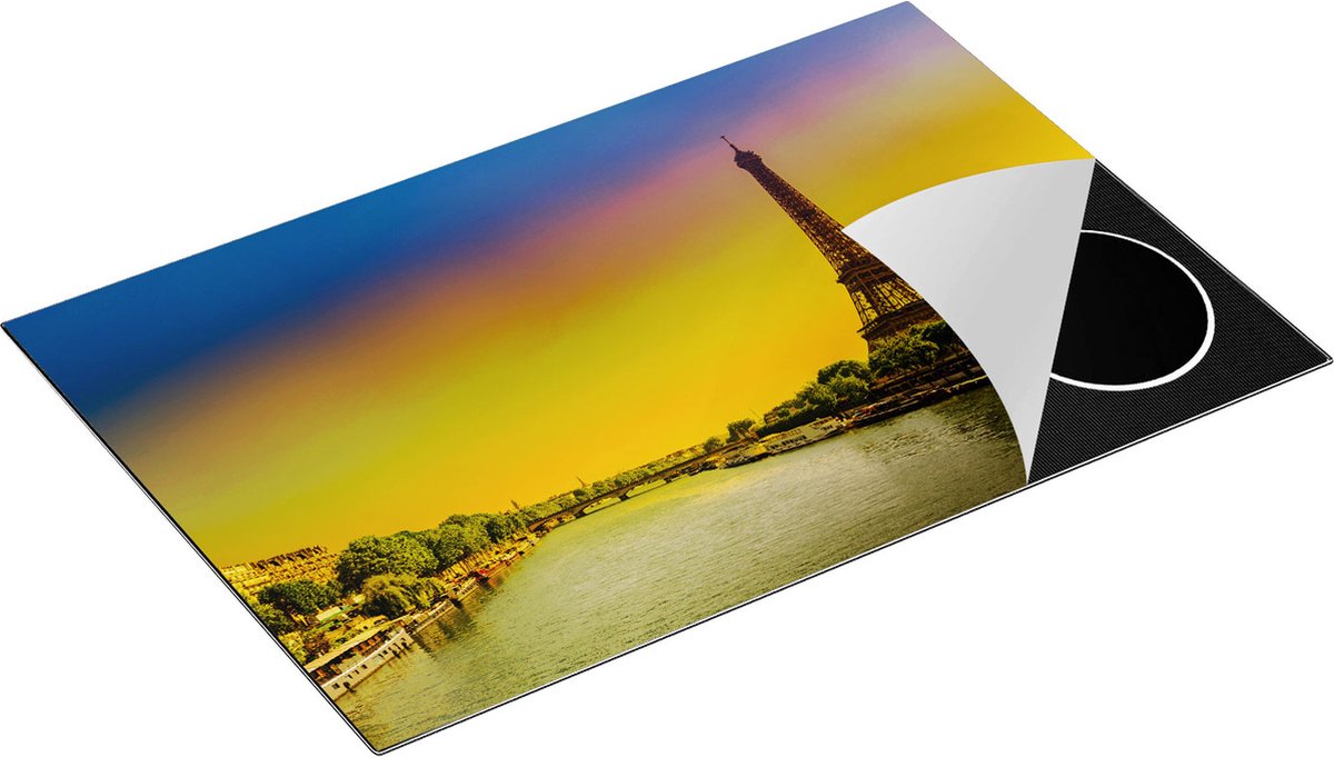 Chefcare Inductie Beschermer Eiffeltoren in Parijs tijdens Zonsopgang - 80x50 cm - Afdekplaat Inductie - Kookplaat Beschermer - Inductie Mat