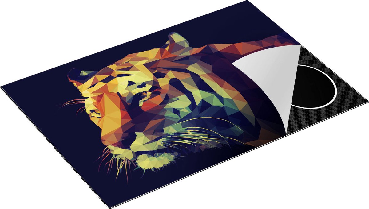 Chefcare Inductie Beschermer Tijger Illustratie van Origami - Abstract - 75x55 cm - Afdekplaat Inductie - Kookplaat Beschermer - Inductie Mat