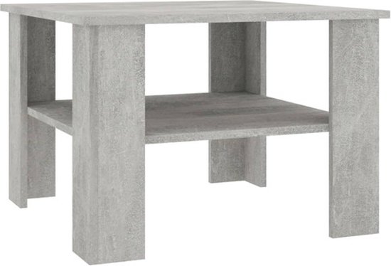 vidaXL - Salontafel - 60x60x42 - cm - bewerkt - hout - betongrijs