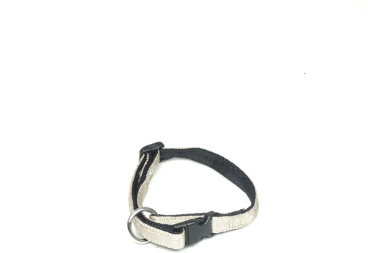 De-Tail Halsband nylon met zachte voering+snelsluiting 10mm x 20-30cm Beige