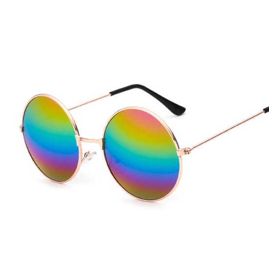 Freaky Glasses - Hippie zonnebril rond - Festivalbril - Gay pride - Feest - Spiegellenzen - Heren - Dames - Unisex - Regenboog