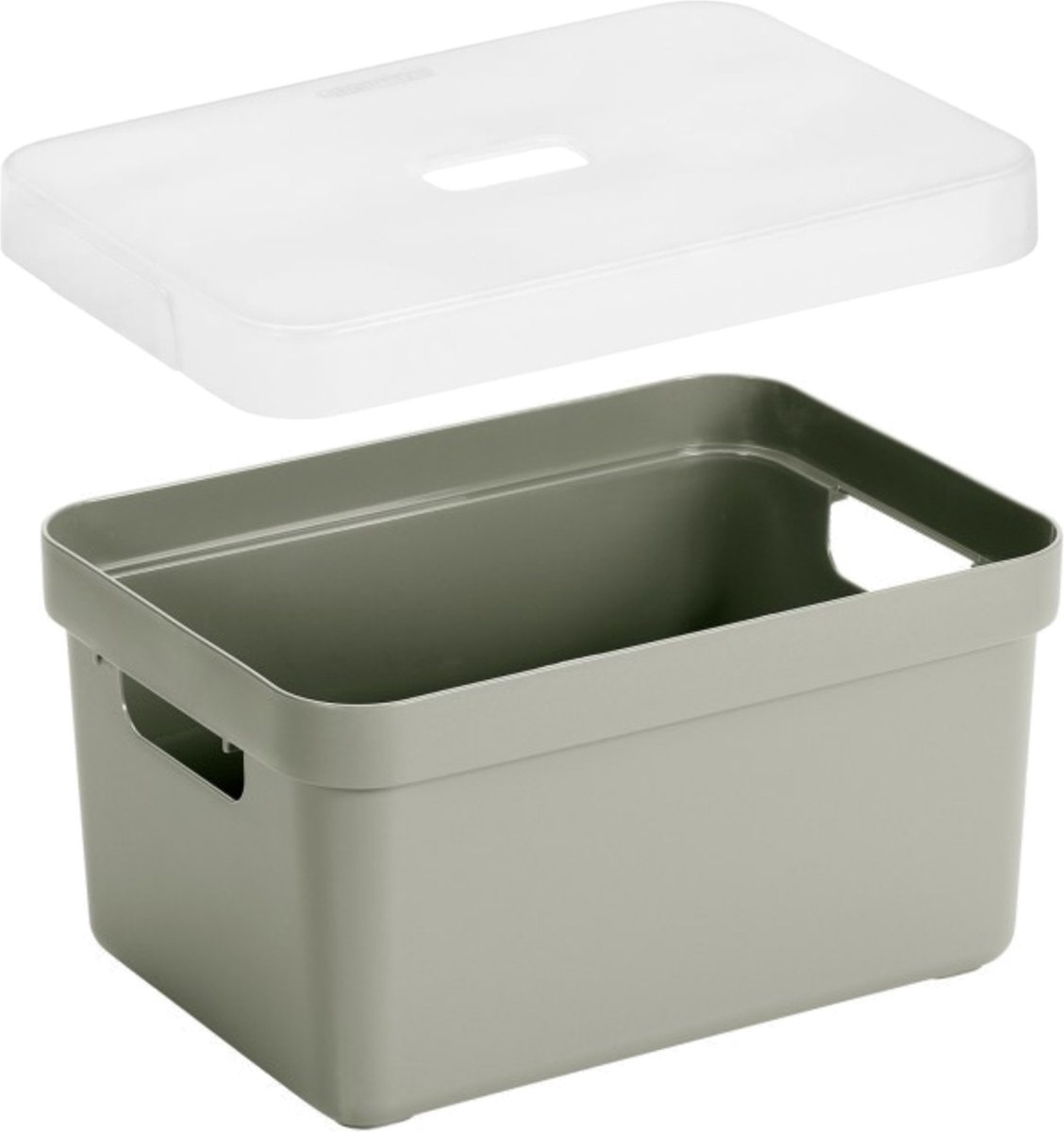 Sunware Opbergbox met transparante deksel - kastmand - lichtgroen - 13 liter - kunststof - 35 x 25 x 18 cm - Opbergers