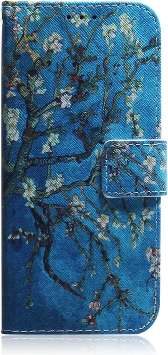 Blauw bloemen book case hoesje Motorola Moto G42