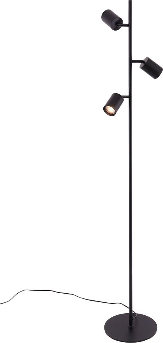 Vloerlamp Spottie - mat zwart 3 spots - 3xGu10 - draaibaar kantelbaar - 150cm