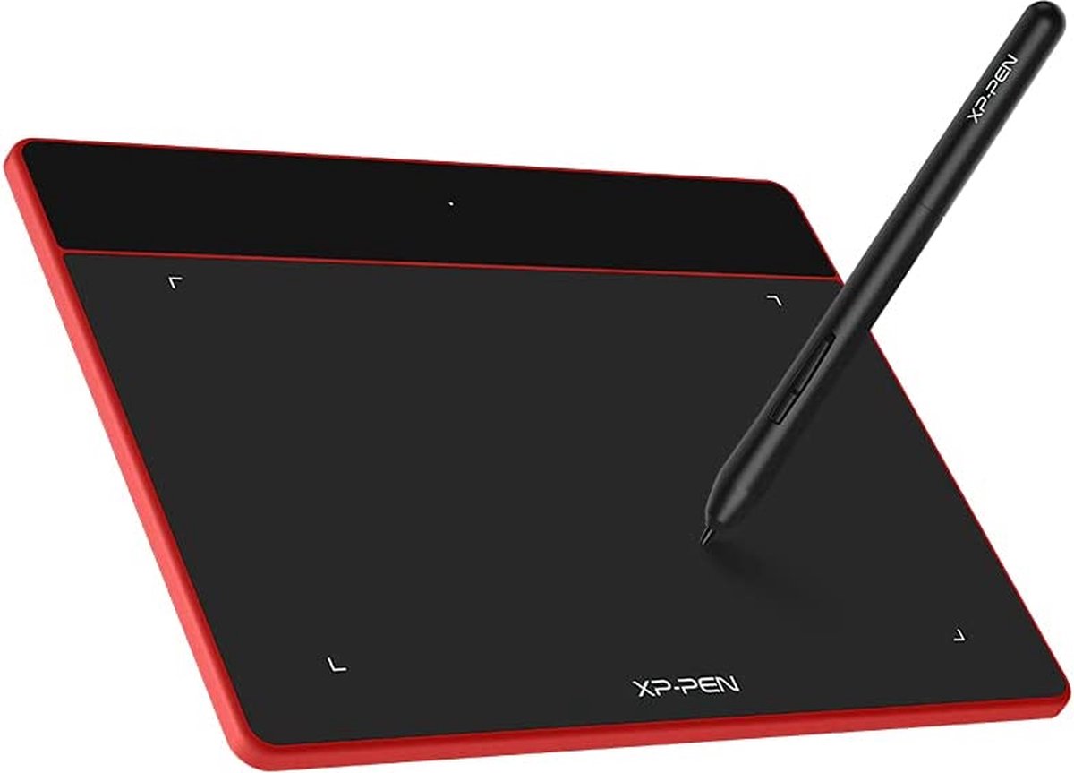 XPPen Deco Fun S 8192 niveaus passieve pen grafische tablet met 60° kanteling 6x4 inch tekentablet voor tekenen op afstand leren of gamen OSU-rood