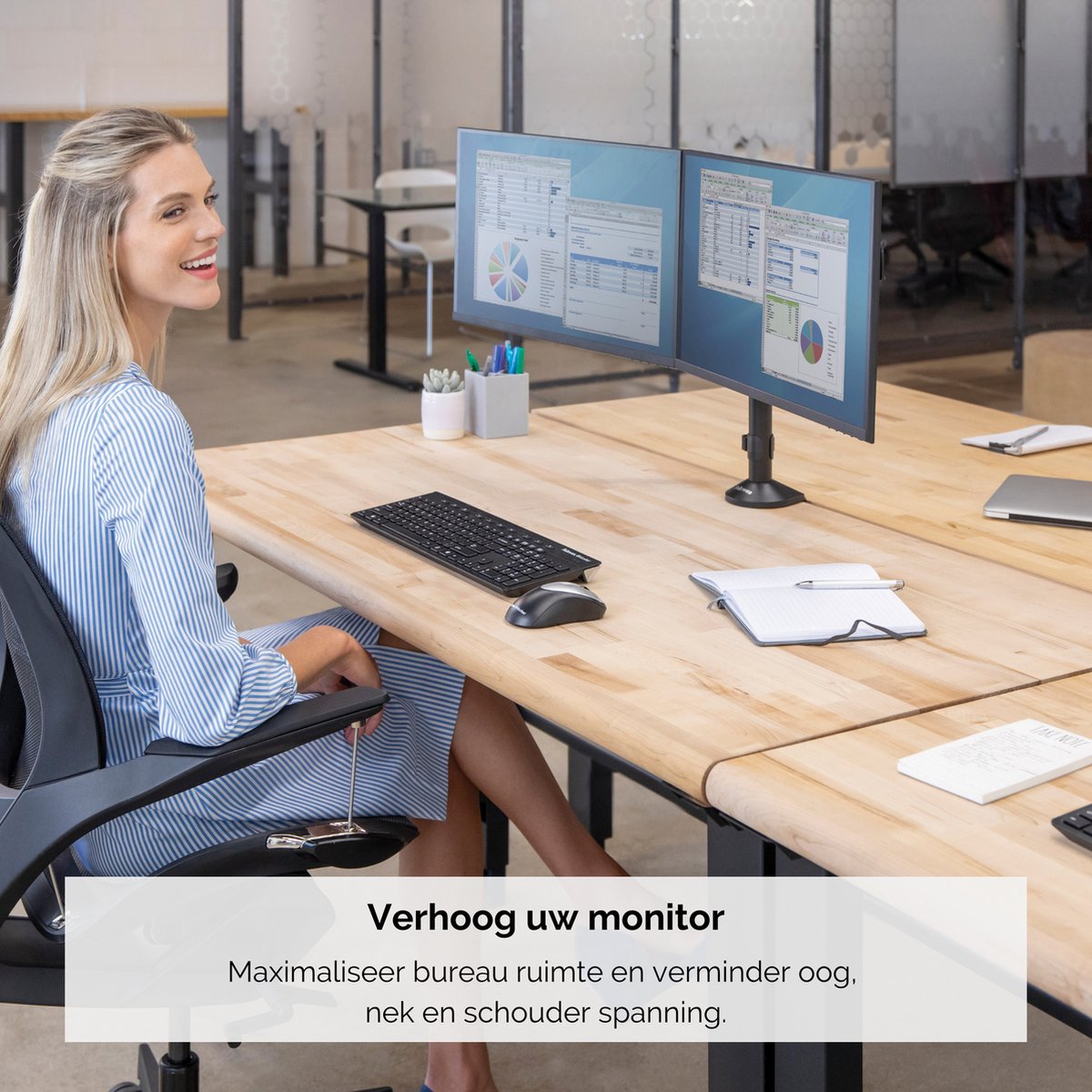 Fellowes Reflex Dubbele Monitor Arm - verstelbaar voor 2 schermen thumbnail 5