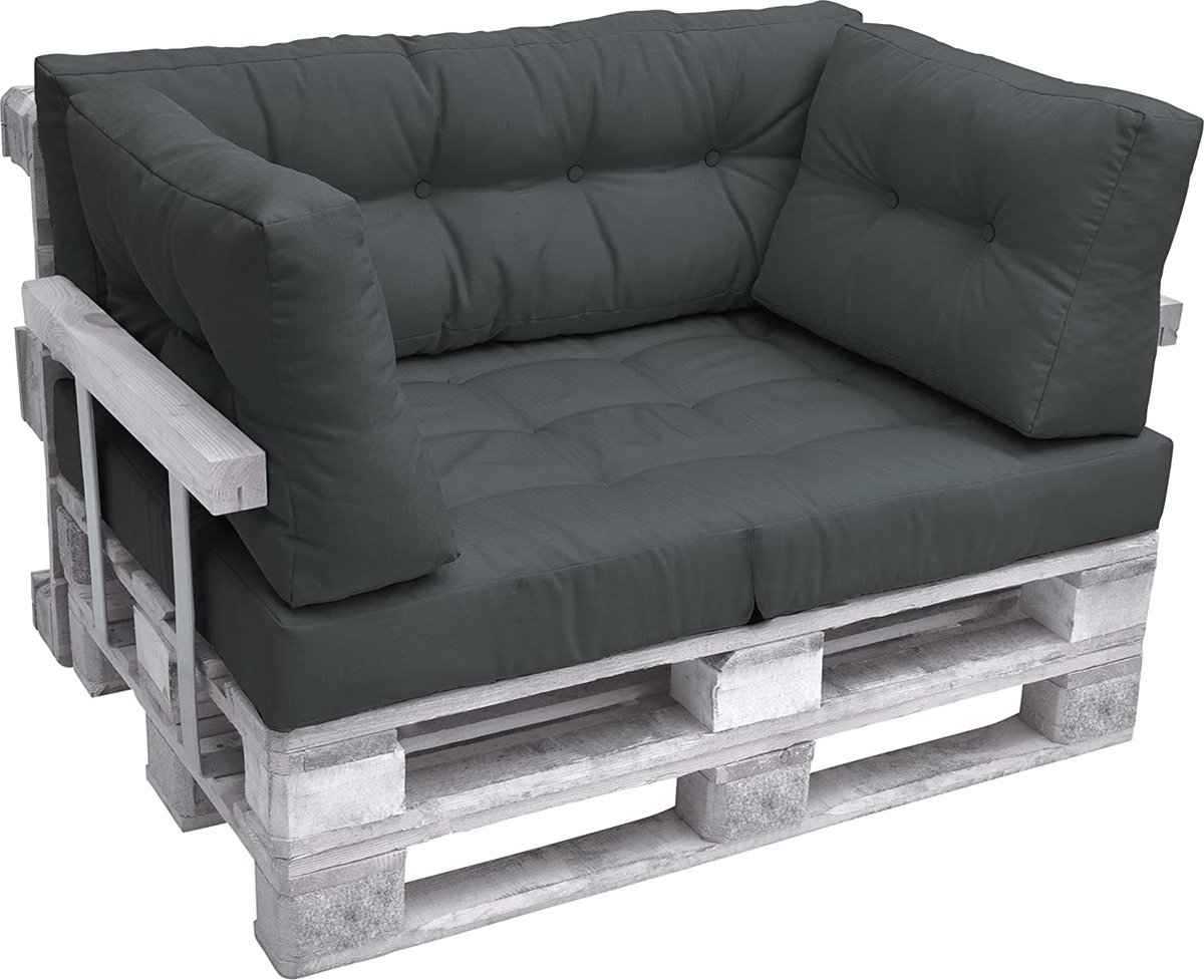 [en.casa] 1x Coussin d’assise en gris clair pour intérieur et extérieur  rembourré meuble pour canapé euro palette