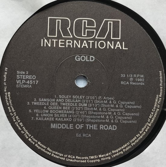 Middle Of The Road ‎– Gold 1982 LP = in Nieuwstaat - Middle Of The Road