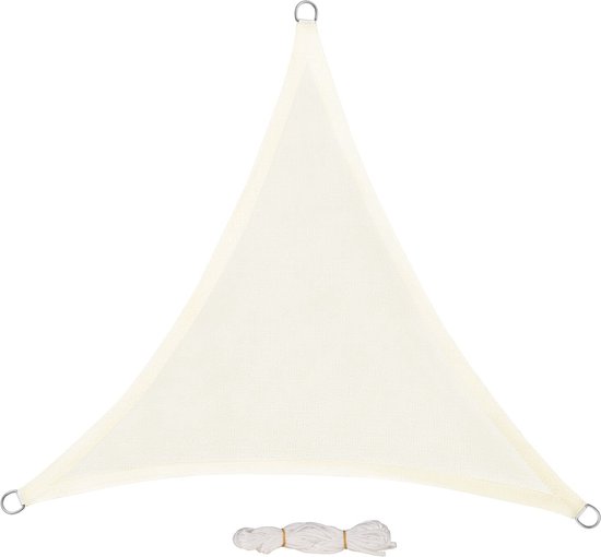 Kamyra® Toile d'Ombrage Driehoek - Parasol - Pergola Parasol - Toile HDPE Anti-UV - Crème 3x3x4.25m