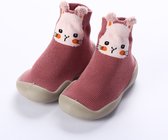 Anti-slip Babyschoentjes - Soksloffen - Eerste loopschoentjes van Baby-Slofje - Oudroze konijn maat 24/25