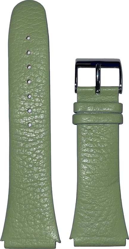 Horlogeband - 22mm - Mint groen - Echt leer - Roestvrijstalen gesp