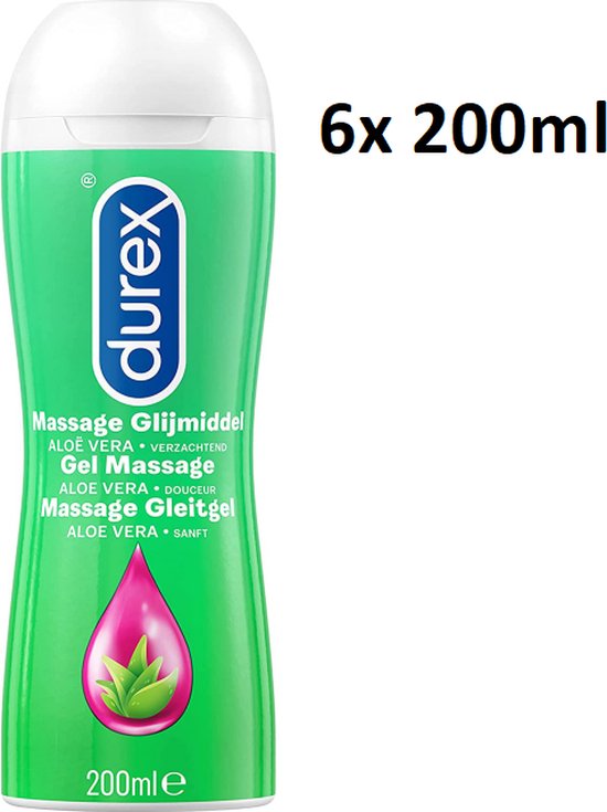 Durex Massage Olie en Glijmiddel 2in1 Aloë Vera 200ml x6