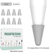 Apple Pencil 1/2 case – Siliconen Tip hoes – 8 stuks – Grijs