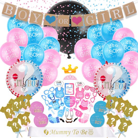Feestio Gender Reveal Versiering - Ballon - Decoratie - Slinger - Sjerp Mommy To Be - Baby Shower