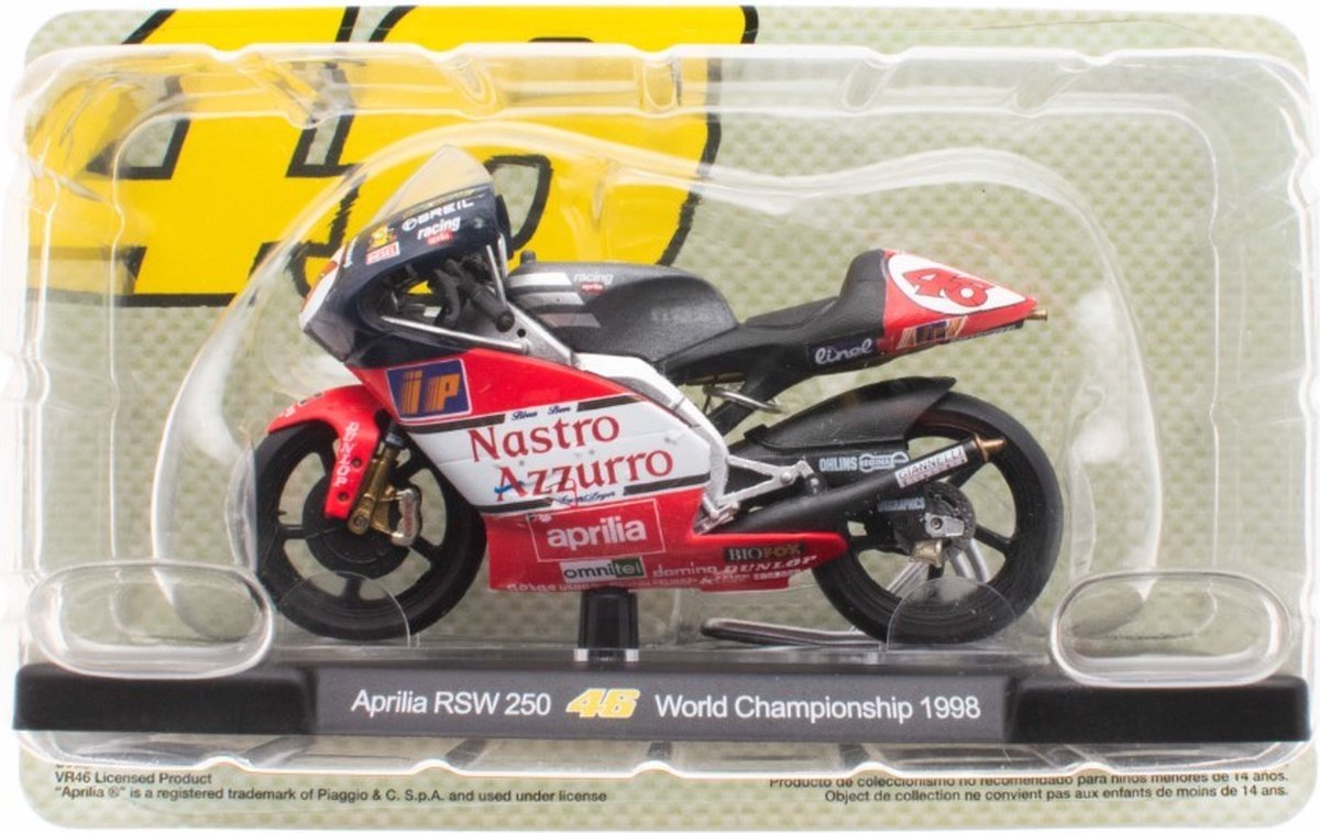 Leo Models - Valentino Rossi's Bikes 46 - Aprilia RSW 250 - World Champion 1998 niet geschikt voor kinderen jonger dan 14 jaar