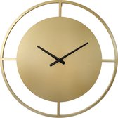 LW Collection Wandklok goud 80cm - Grote industriële gouden wandklok - Moderne wandklok - Stil uurwerk