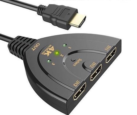 DrPhone HDMI-switch Splitter met Pigtail kabel - 3-poorten 4Kx2K HDMI-switch  -... | bol.com