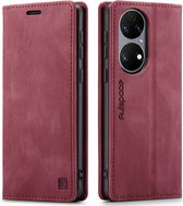 Hoesje geschikt voor Huawei P50 - Wallet Book Case - Magneetsluiting - met RFID bescherming - Rood