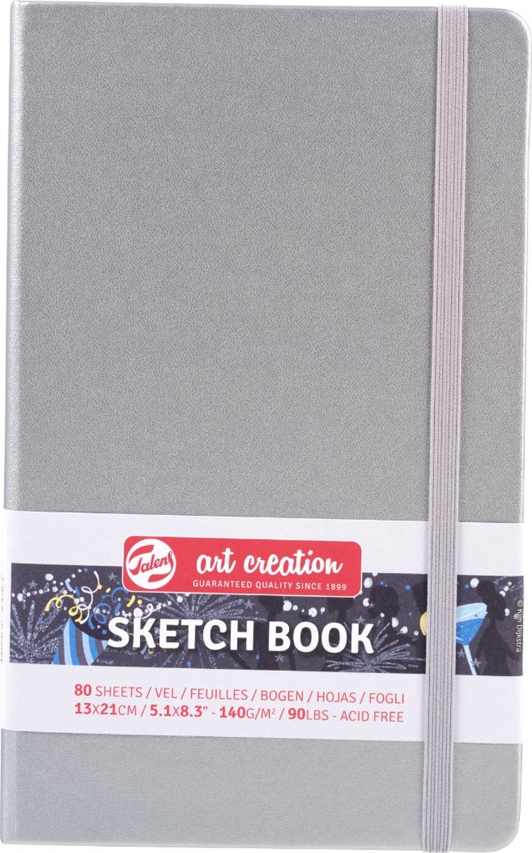 Art creation schetsboek 13×21 cm 140g shiny silver