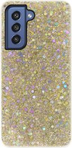ADEL Premium Siliconen Back Cover Softcase Hoesje Geschikt voor Samsung Galaxy S21 FE - Bling Bling Glitter Goud