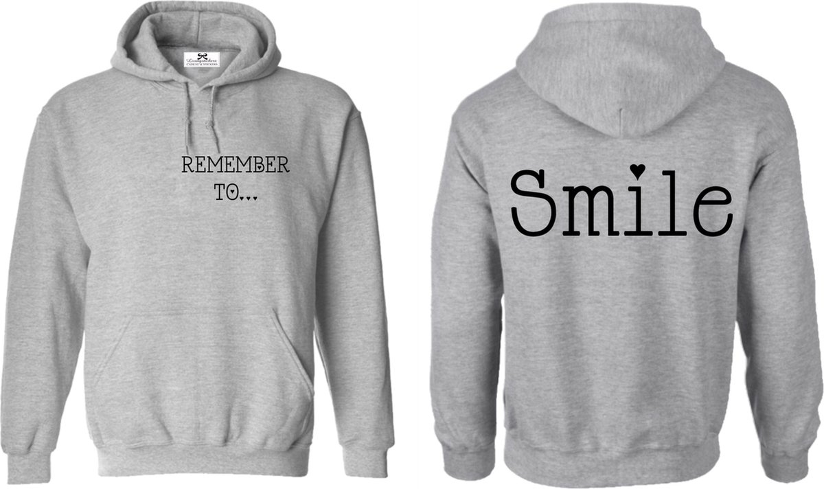 Hoodie Dames met leuke tekst-Trui met capuchon-Remember to smile-Maat L