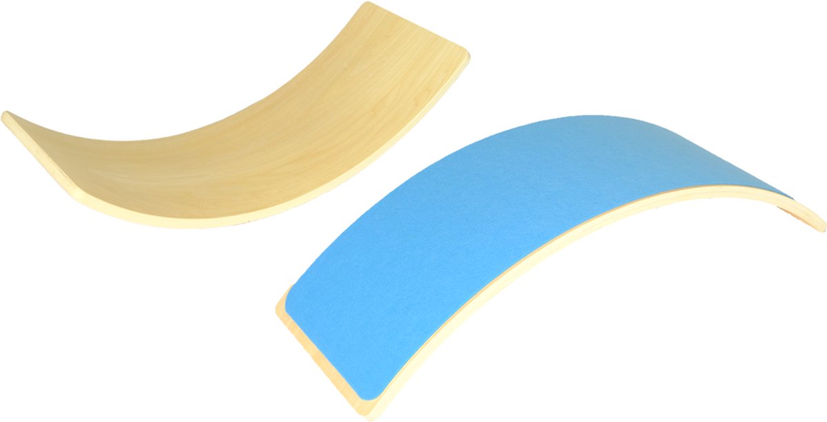 MDsport - Houten balanceerplank - Blauw vilt - Balanceboard - Wobble