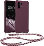 kwmobile telefoonhoesjegeschikt voor Xiaomi 11 Lite (5G) NE / Mi 11 Lite (5G) - Hoesje van siliconen met telefoonkoord - In bordeaux-violet