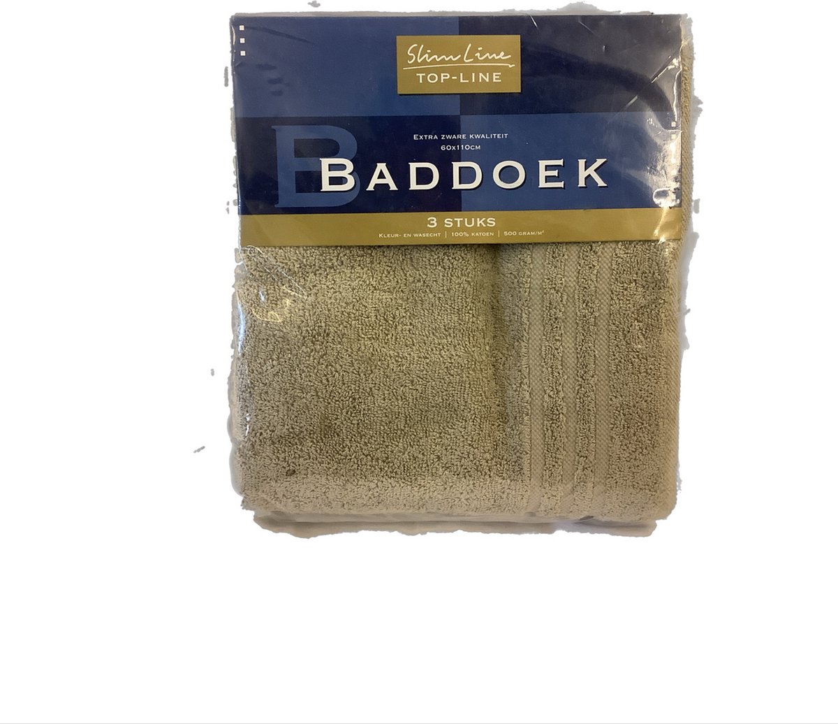 Slimline baddoek zand 3 stuks in pak 60x110cm