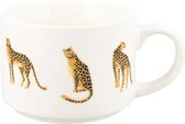 Mug à café empilable imprimé animal léopard ZULU - Marron clair / Wit / Zwart - Céramique - ⌀ 9 x H 6,5 cm - Set de 2 - Gobelet - Tasse - Mug - Mug à thé - Tasse à café - Boissons