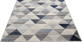 SEHRAZAT Vloerkleed- modern laagpolig vloerkleed, geodriehoek patroon, blauw 160x230 cm