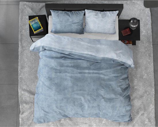 Sleeptime Flanel Twin Washed Cotton Dekbedovertrekset - Lits-Jumeaux - 240 x 200/220 + 2 kussenslopen 60x70 - Blauw van Merkloos — afbeelding 5