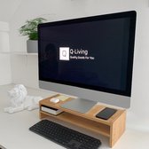Q-Living Monitorstandaard Bamboe - Monitor Verhoger - Laptopstandaard - Computerscherm Verhoger - Monitor Standaard - Voor Laptop En  Pc - Bureau Organizer