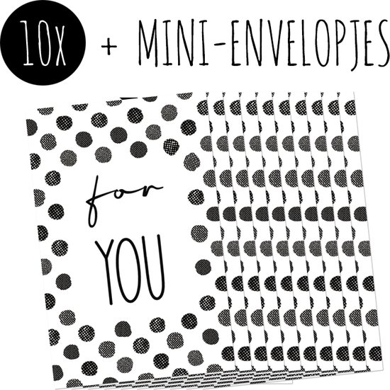 10x Minikaartjes + Mini-envelopjes | FOR YOU | kleine kaartjes met kraft enveloppen