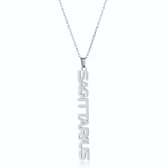 ICYBOY 18K Roestvrije Stalen Ketting Met Zodiac Sterrenbeeld Letters Pendant [Boogschutter] [45 cm] Silver Plating Stainless Steel Letter Necklace Vertical Horoscope Necklace