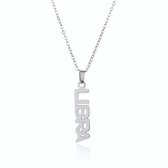 ICYBOY 18K Roestvrije Stalen Ketting Met Zodiac Sterrenbeeld Letters Pendant [Weegschaal] [45 cm] Silver Plating Stainless Steel Letter Necklace Vertical Horoscope Necklace