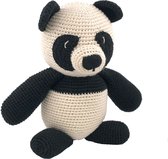 Luna-Leena duurzame panda beer in gebroken wit met zwart - toy/knuffel - in bio katoen - handgehaakt in Nepal - knuffel - geboorte - dier - babyshower - kado - cadeau - zoogdier - panda bear