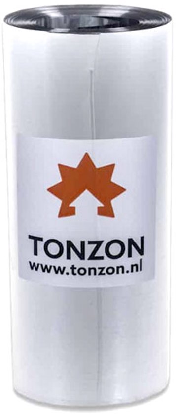 Opgerolde Tonzon isolatiefolie met oranje sterlogo en 'TONZON' logo, op een witte achtergrond.