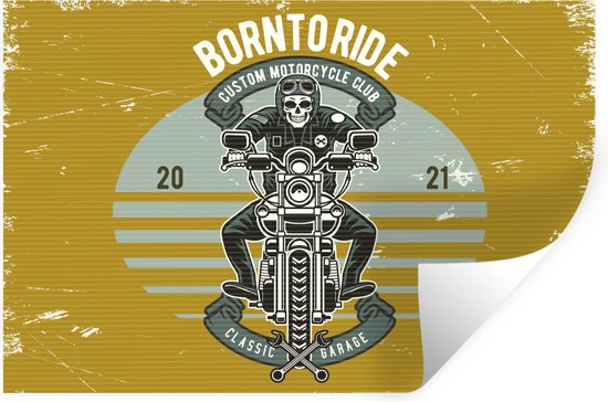 Stickers muraux - Film autocollant - Mancave - Moto - Squelette - Vintage - 30x20 cm - Film adhésif - Stickers muraux muraux Chambre d'enfant - Papier peint autocollant - Papier peint autocollant - Film autocollant