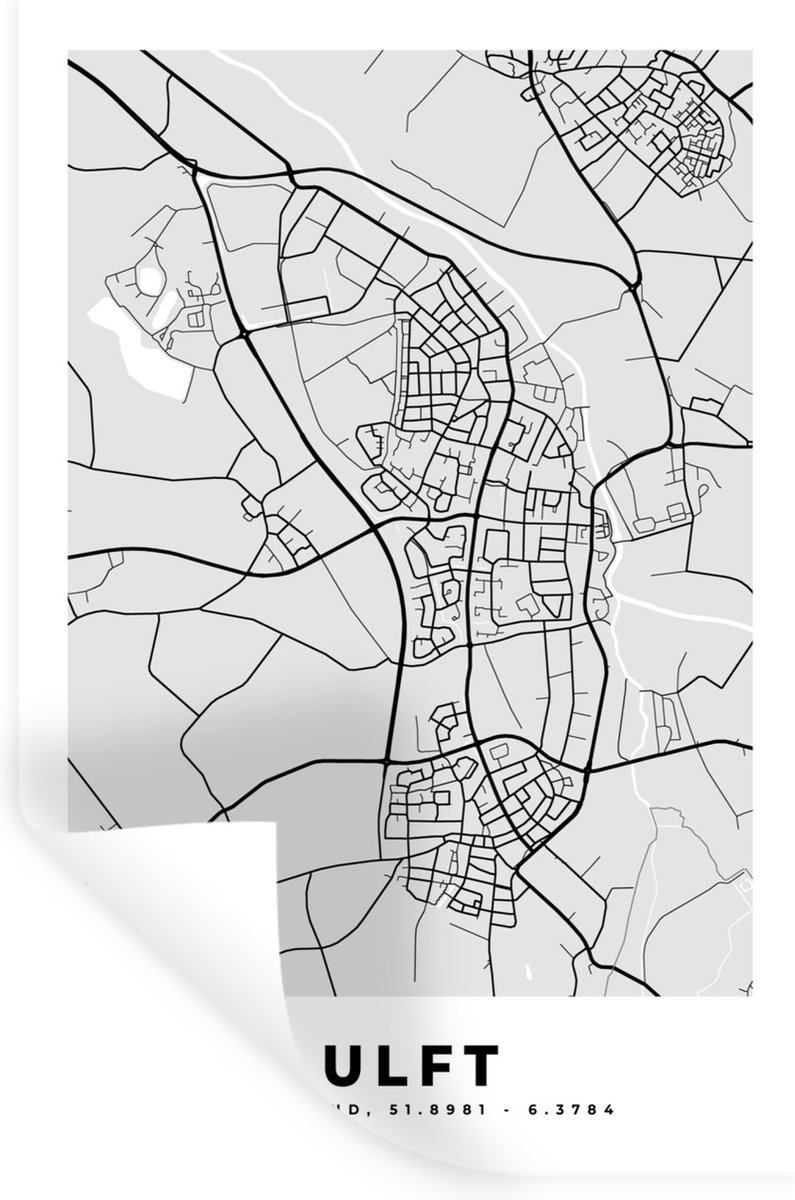 Stickers muraux Plan de la ville Ulft Carte Carte 40x60 cm Feuille adhésive