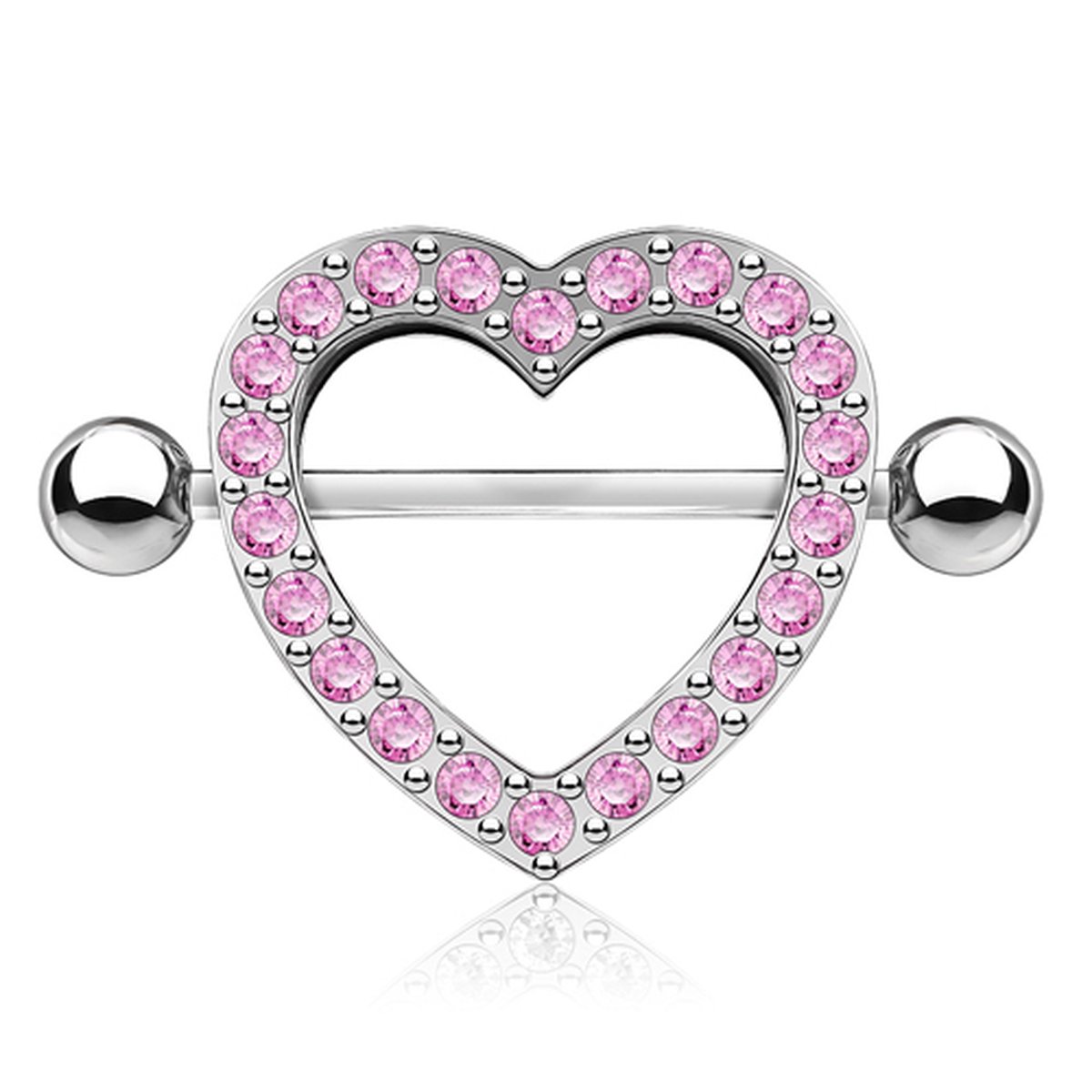 Tepelpiercing hartje 3D 1.6x14 - roze - LMPiercings