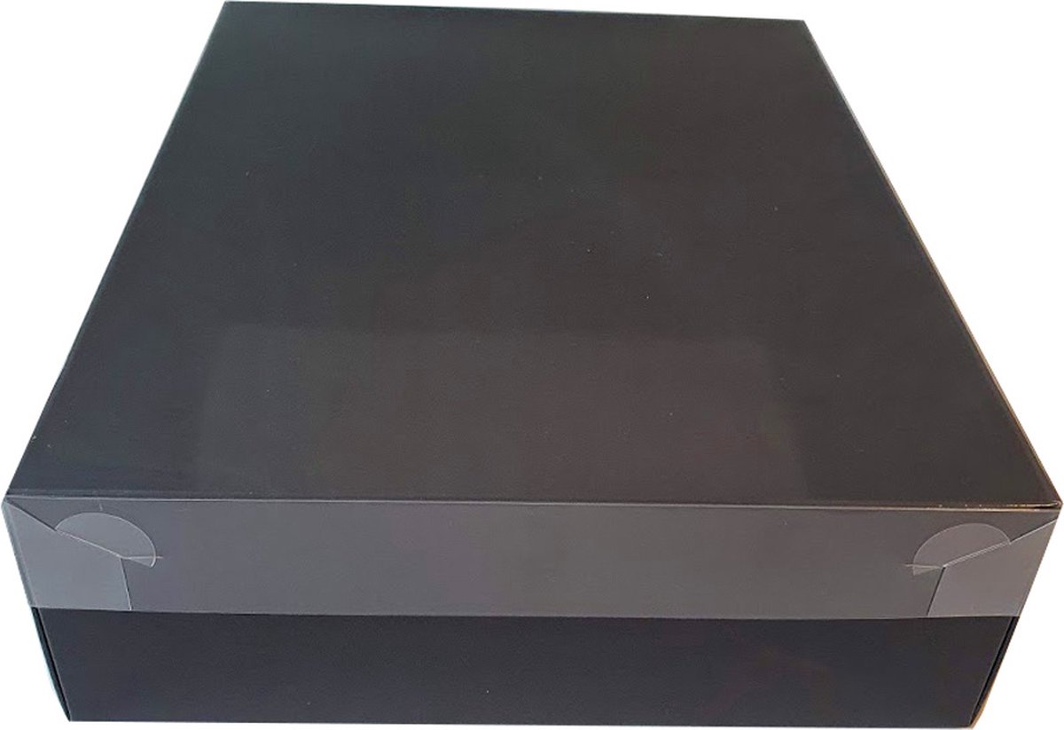 Zwarte sweetsbox met transparant deksel - 25 x 20 x 7 cm (50 stuks)