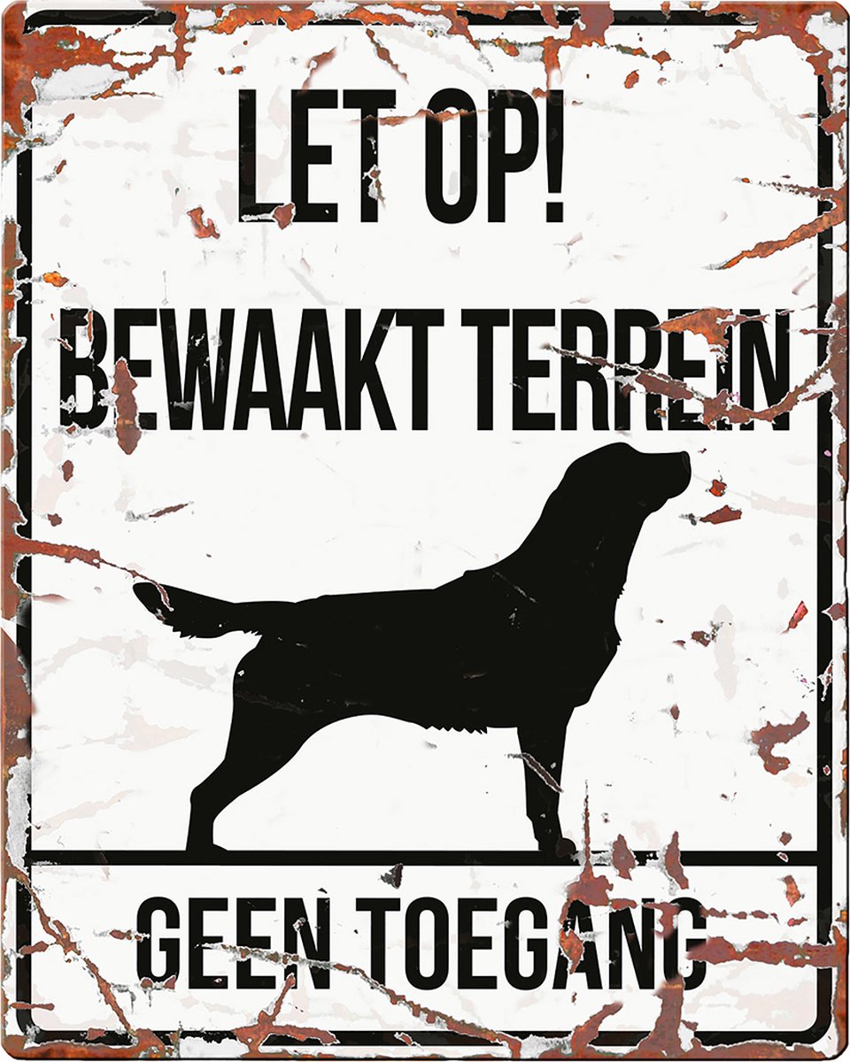 Waakbord - Warning Sign - Retriever - Kleur: Wit - Afmetingen: 20x25cm