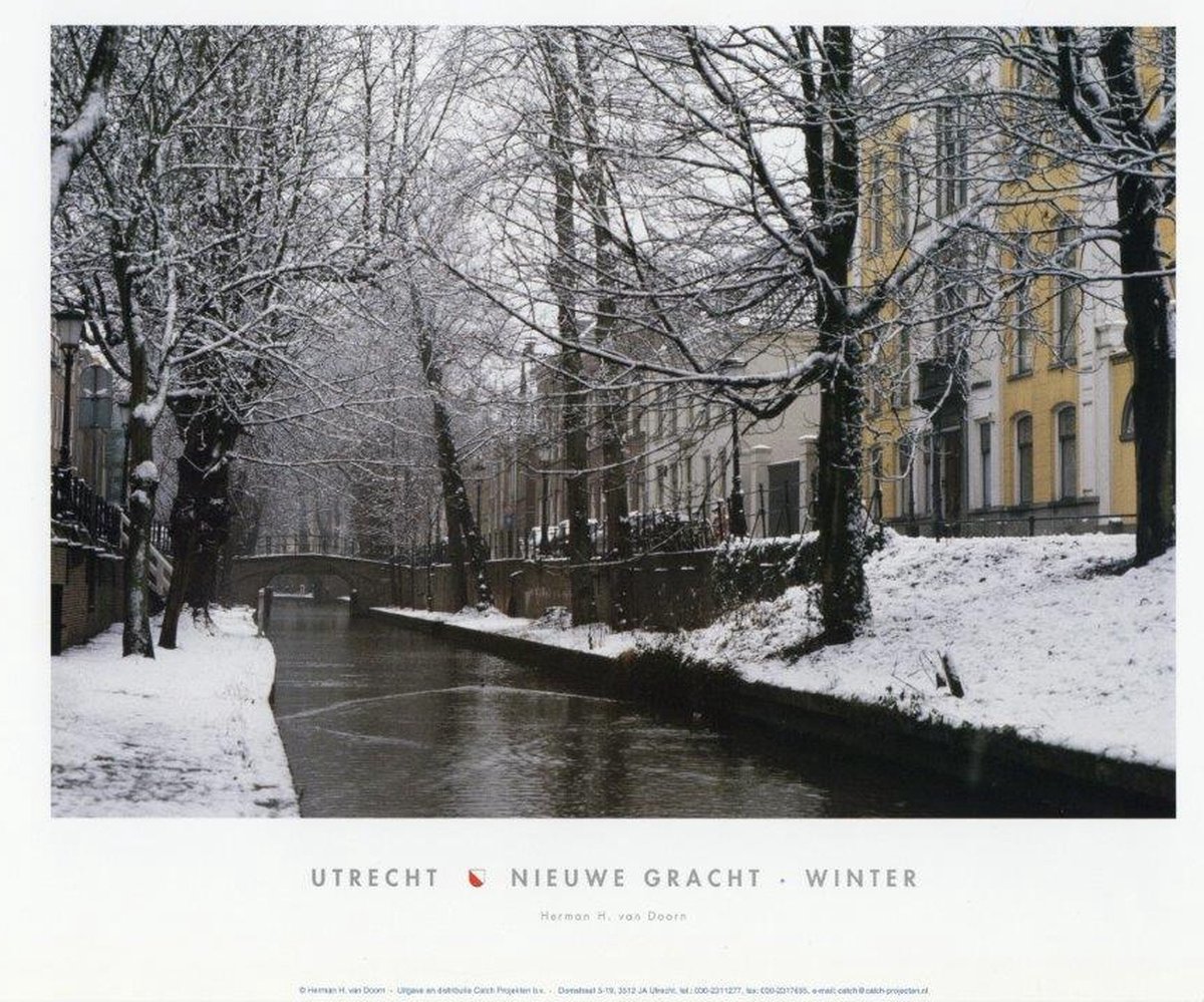 Catch Projecten Nieuwegracht (winter) - Herman van Doorn - Utrechtse Poster - 24 x 30 cm Multicolor