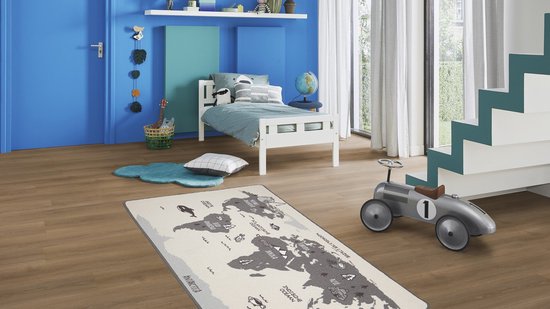 Vloerkleed - Retro Wereldkaart - 140 x 200 cm - Speelkleed - Kinderkamer - Speeltapijt - Kraamcadeau - Cadeau van Atmosphera — afbeelding 2