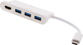 Deltaco USB-C Hub, 1x HDMI, 4K 30Hz, 3x USB-A 3.1 - White
