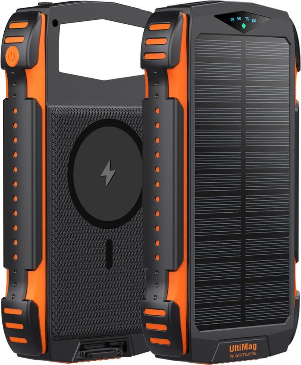 4smarts UltiMag TitanPack Solar MagSafe Powerbank 20.000 mAh Oranje