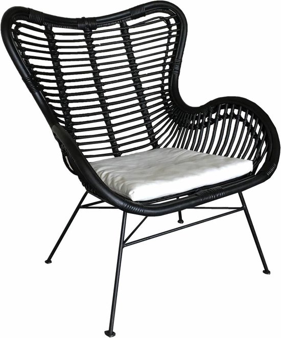 Zwarte Rotan Vlinderstoel - 70x76x90 cm | bol