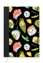 Notitieboek - Schrijfboek - Kawaii - Sushi - Patronen - Notitieboekje klein - A5 formaat - Schrijfblok